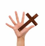 Hand And Cross Stock Photo