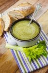 Homemade Cream Of Broccoli Soup Stock Photo