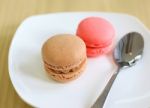 Sweet Macaron With Spoon Stock Photo