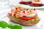 Sandwich With Smoked Salmon Stock Photo