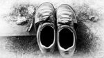 Horizontal Sepia Trainers Vignette Vintage Backdrop Stock Photo