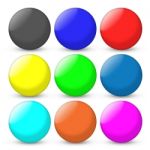 Multicolored Push Button Icon Stock Photo