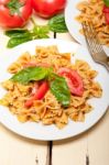 Italian Pasta Farfalle Butterfly Bow-tie And Tomato Sauce Stock Photo