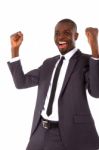 Businessman Rejoices Stock Photo