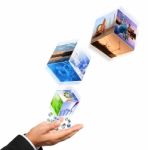 Hand Holding Industry Cubes Stock Photo