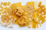 Italian Foods Concept And Menu Design. Assorted Types Of Pasta F Stock Photo