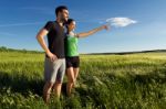 Happy Young  Couple  In The Countryside Stock Photo