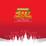 Merry Christmas With Snow And Tree On Red Color Background Stock Photo