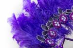 Embroidered Helmet With Stones And Feathers For Carnival Stock Photo