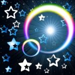 Rainbow Circles Background Means Glowing Star And Stars
 Stock Photo