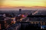 Early Morning View Over The Skyline In Warsaw Stock Photo