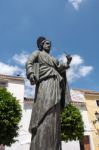 Statue Of Saint Bernard In The Plaza De La Iglesia Marbella Stock Photo