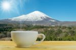 Close Up Of The White Coffee Mug Stock Photo