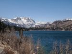 Beautiful Lake, Snow Mountain And Pine Tree Stock Photo