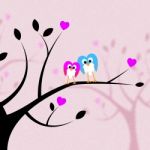 Heart Together Means Valentine's Day And Bird Stock Photo