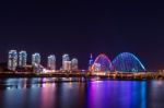 Expro Bridge At Night In Daejeon,korea Stock Photo