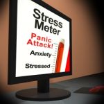 Stress Meter On Laptop Showing Panic Attack Stock Photo