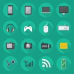 Technology Flat Icon Set Stock Photo