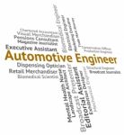 Automotive Engineer Shows Text Job And Motor Stock Photo