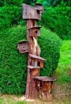 The Wooden Of Birdhouse Family Stock Photo