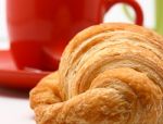 Cup Of Coffee And Croissant Stock Photo