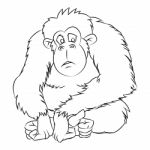 Ape Cartoon - Line Drawn Stock Photo