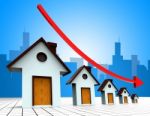 House Prices Down Represents Reduce Regresses And Household Stock Photo