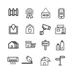 Real Estate Icon Set On White Background Stock Photo