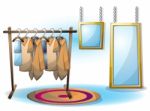 Cartoon  Illustration Interior Clothing Room With Separated Layers Stock Photo