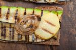 Grilled Vegetables On Bread Stock Photo