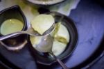 Green Tea Mochi Iced Cream And Shaved Ice Stock Photo