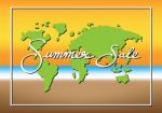 Summer Sale Promotion Season With World Map Sea Beach And Frame Stock Photo