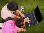 Kids Browsing The Internet Stock Photo