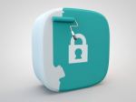 Padlock On Painting Roller Button Stock Photo