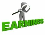 Earnings Character Shows Earning Revenue And Profitable Incomes Stock Photo