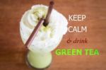 Keep Calm And Drink Green Tea Quote For Greeting Card Or Print I Stock Photo