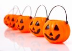 Pumpkin Buckets For Halloween Stock Photo