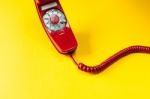 Vintage Red Phone Stock Photo