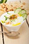 Arab Middle East Goat Yogurt And Cucumber Salad Stock Photo