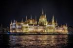 Hungarian Parliament Building Illumintaed At Night In Budapest Stock Photo