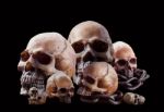 Many Skull On Black Background Stock Photo