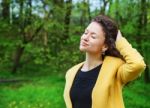 Beautiful Young Woman In The Park Stock Photo