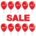 Red Balloons With Sale. Red Balloons With Sale Isolated On White Background Stock Photo