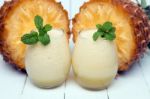 Fresh Pineapple Juice Isolated On A White Background Stock Photo