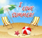 Love Summer Shows Warm Sunny Beach 3d Illustration Stock Photo