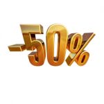 3d Gold 50 Fifty Percent Sign Stock Photo