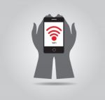 Hand Hold Smartphone Wifi  Icon Stock Photo