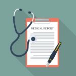 Medical Report With Stethoscope And Pen Stock Photo