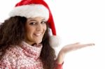 Christmas Girl Showing Gesture Stock Photo