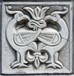 Old Bas-relief Of Fairytale Two Firebirds Stock Photo